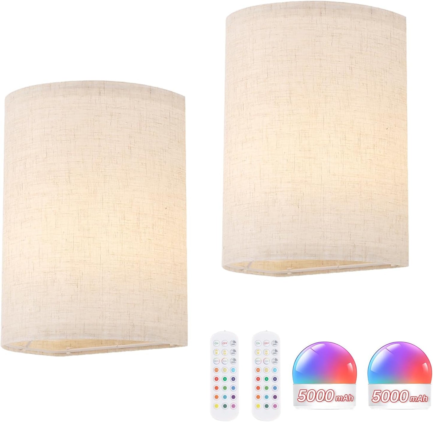 Adhesive Battery Operated Wall Sconce Set of 2 for Home