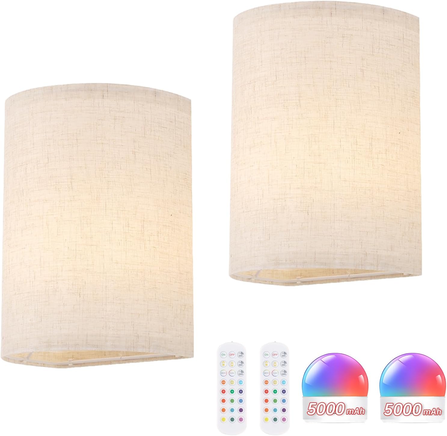 Adhesive Battery Operated Wall Sconce Set of 2 for Home