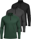 Men's Quarter Zip Active Shirt 3-Pack - Lightweight Performance 1/4