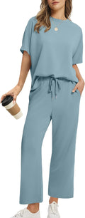 Sampeel Two Piece Sets for Women - Lightweight Wide Leg Crop Pant Set