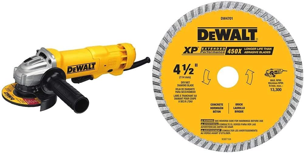 DEWALT Angle Grinder 4.5 Inch with Diamond Blade for Cutting