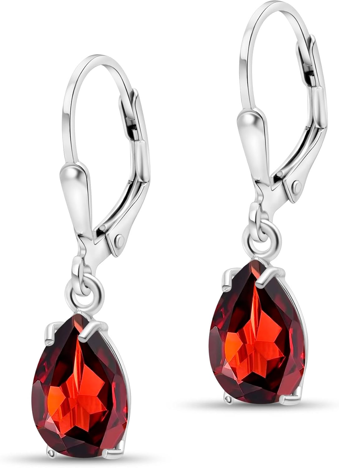 925 Sterling Silver Gemstone Earrings for Women - Garnet Elegance