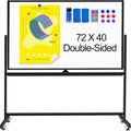 Rolling White Board on Wheels 72 x 40 - Mobile Double-Sided Dry Erase