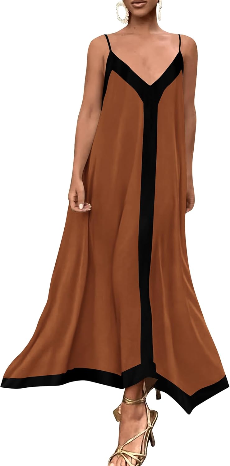 Elegant Summer Maxi Dress for Women with Spaghetti Straps