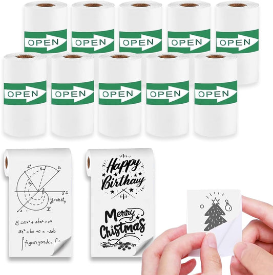 10 Glossy Self-Adhesive Thermal Labels for Pocket Printer