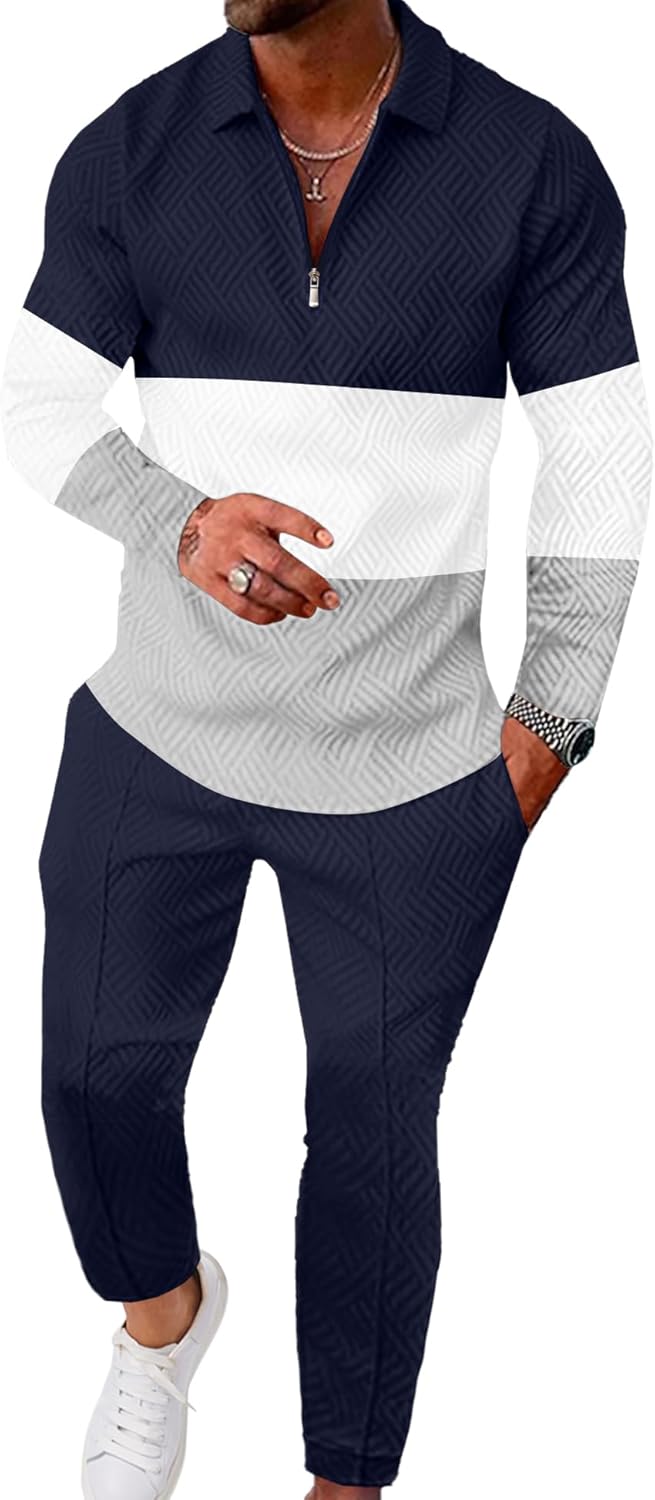 UOUA Mens 2 Piece Set Casual Outfits for All-Day Comfort
