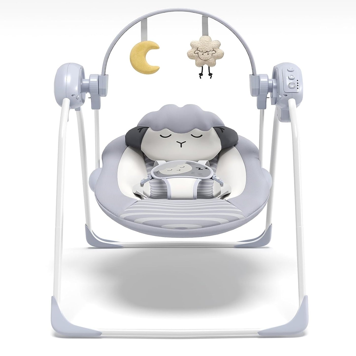 Portable Baby Swing with 5-Speed, Music, and Timing Features