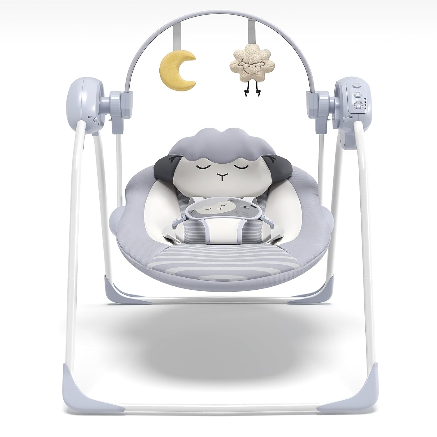 Portable Baby Swing with 5-Speed, Music, and Timing Features