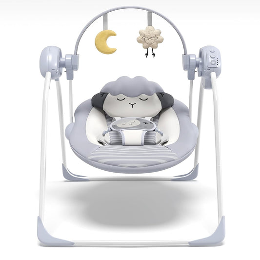 Portable Baby Swing with 5-Speed, Music, and Timing Features