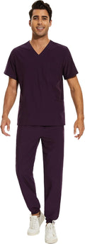 COZYFIT Men Scrubs Set Stretch V-Neck Top & Jogger Pant (Style F7R2)