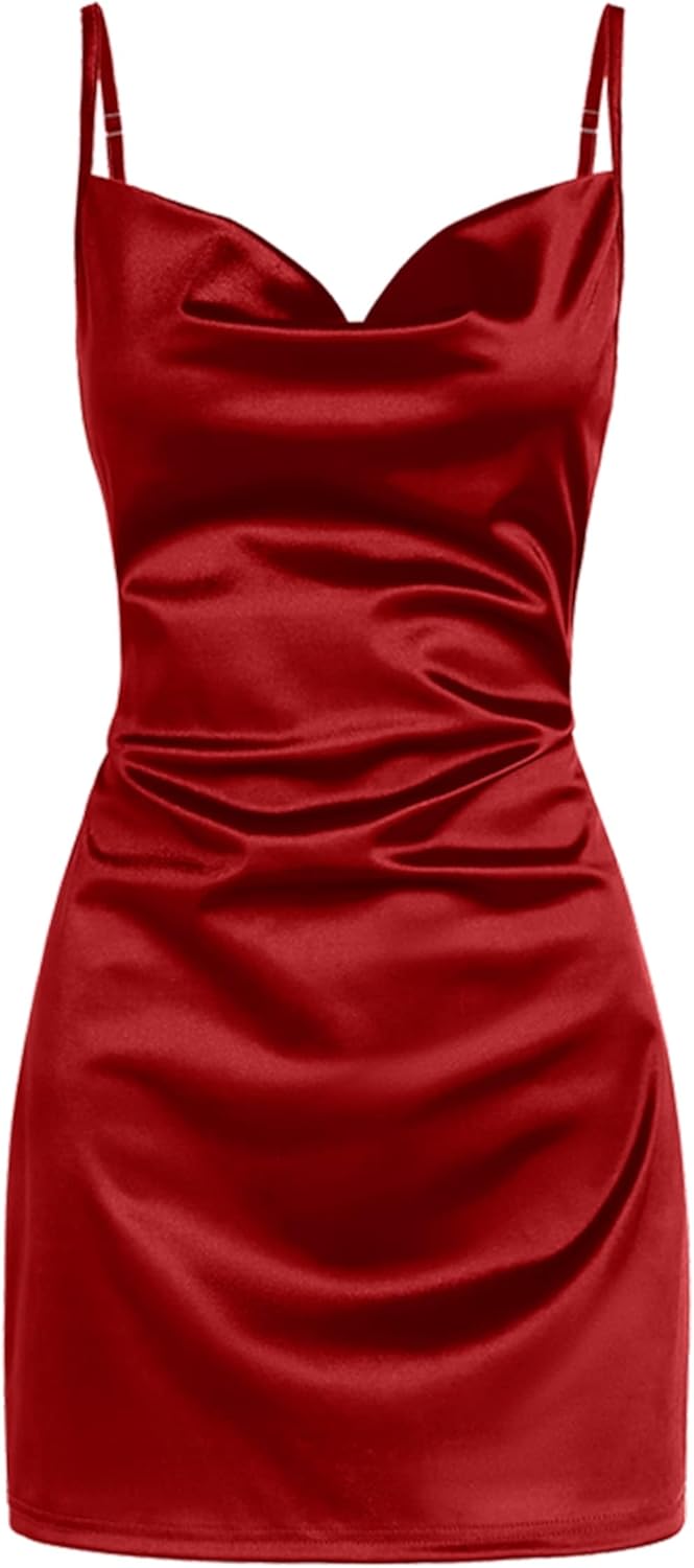 Sleek Satin Slip Dress: ZAFUL Sexy Cowl Neck