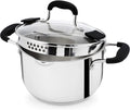 Stainless Steel Stock Pot with Pour Spout & Glass Straining Lid - 3.7