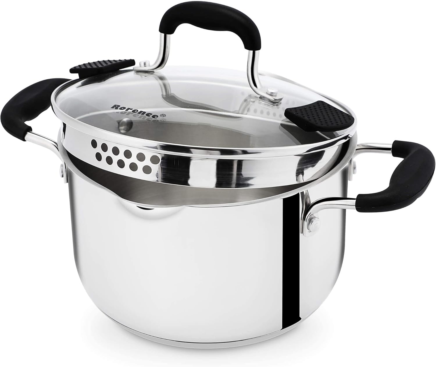 Rorence 3.7 Quart Stainless Steel Stock Pot with Pour Spout