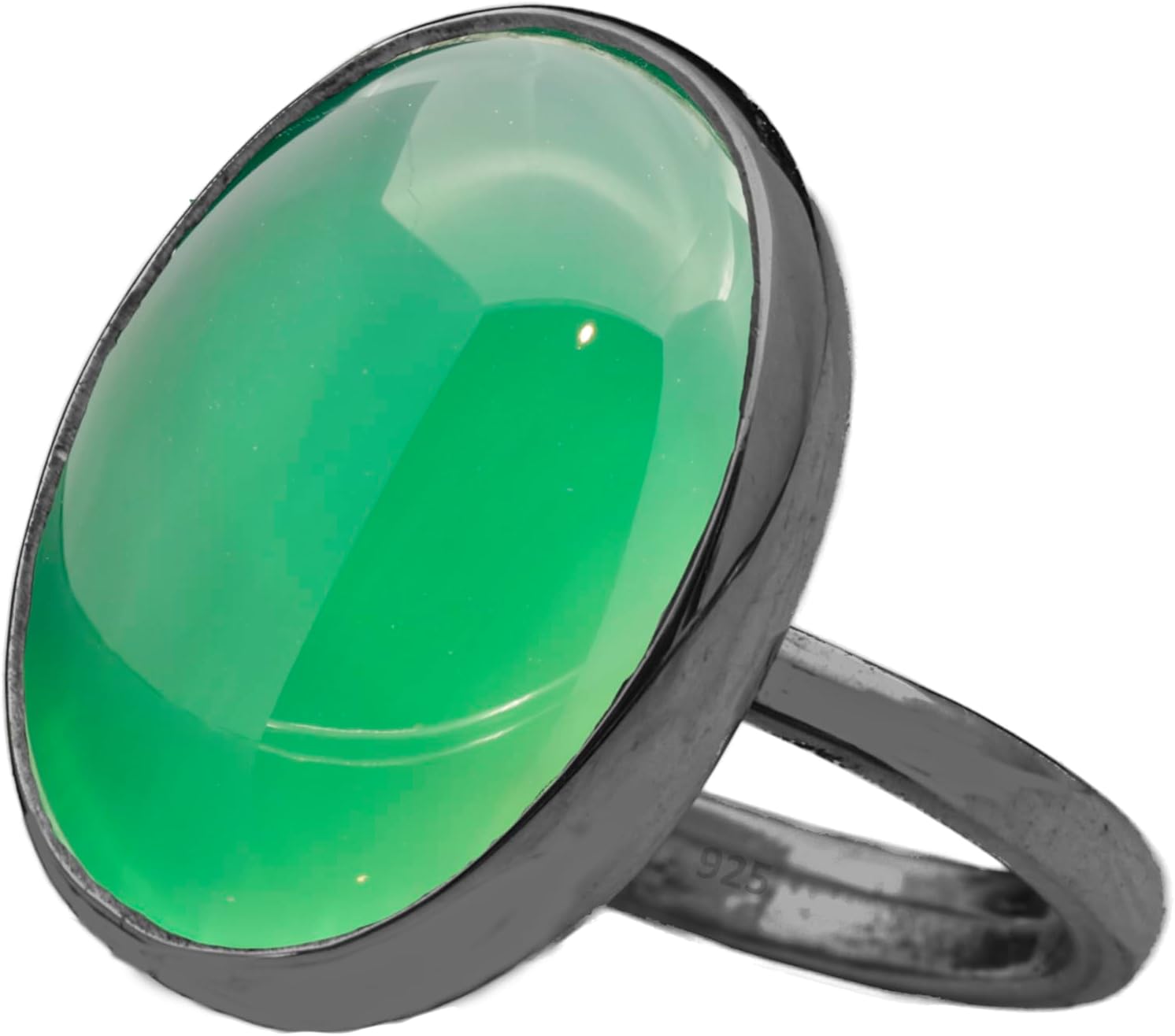 Natural Labradorite Crystal Ring in Black Oxidized Silver