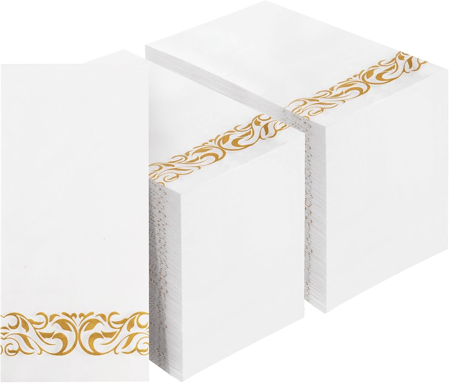 200 Pack Gold Trim Dinner Napkins - Luxe & Absorbent