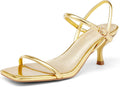Coutgo Womens Strappy Kitten Heels Open Square Toe Sandals - Elegant