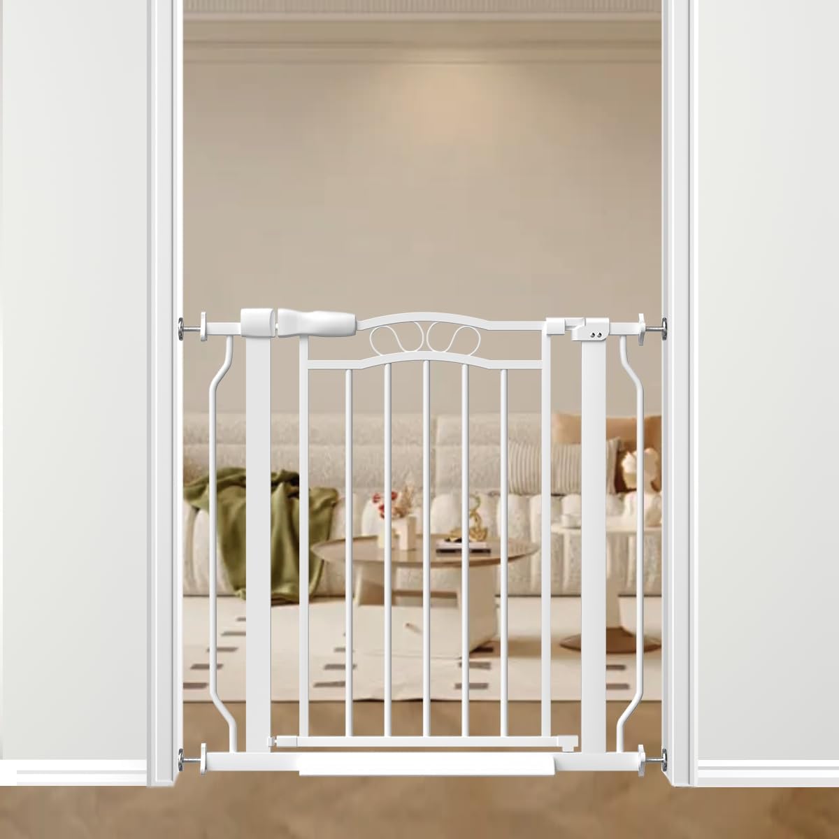 30 Tall Metal Narrow Baby Gate for Doorways No Drill 29.5-33.8 Wide