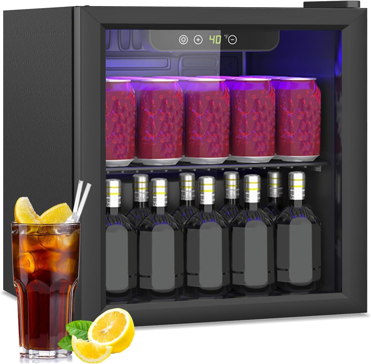 Portable Beverage Refrigerator for 60 Cans with Glass Door