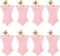 Pink 8 Pack Cocktail Table Covers - 32x43 in Fitted Spandex for Events