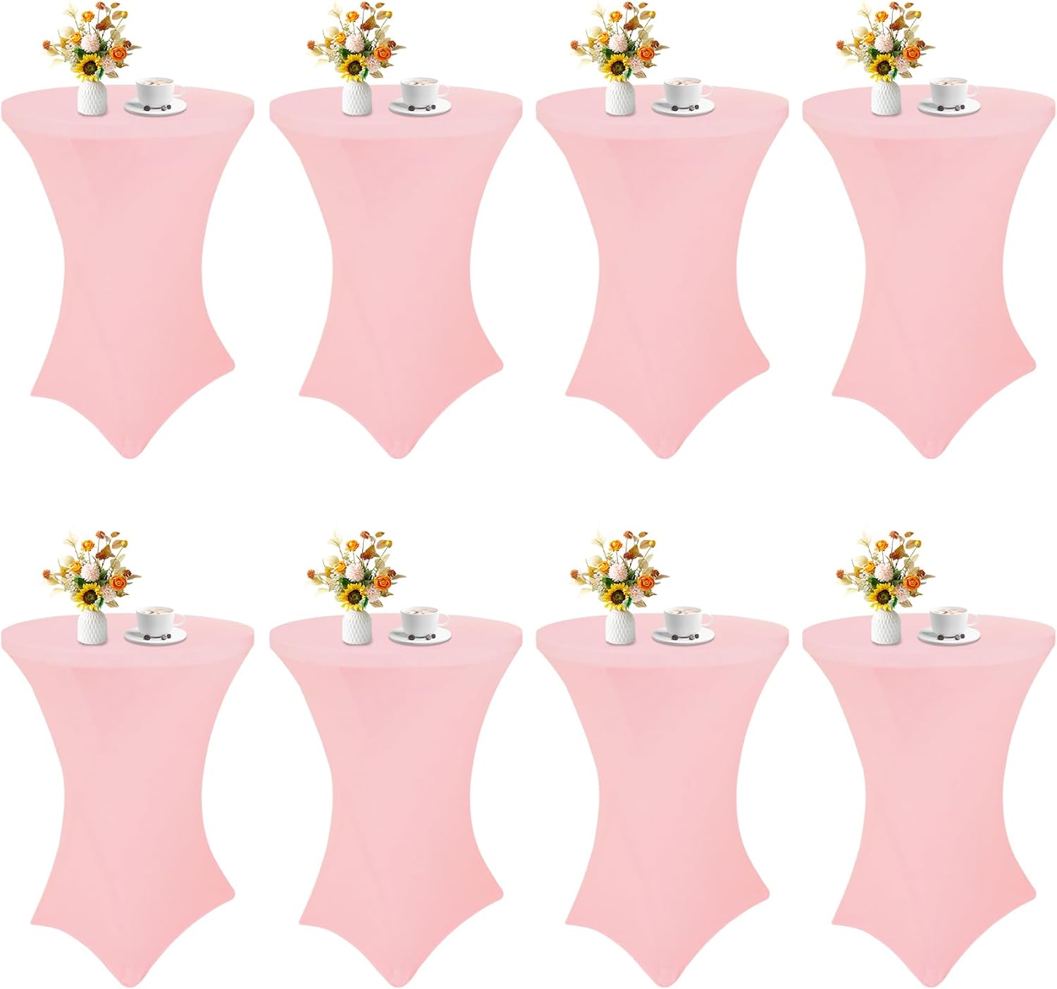 8 Pack Cocktail Table Covers for Parties and Weddings in Pink