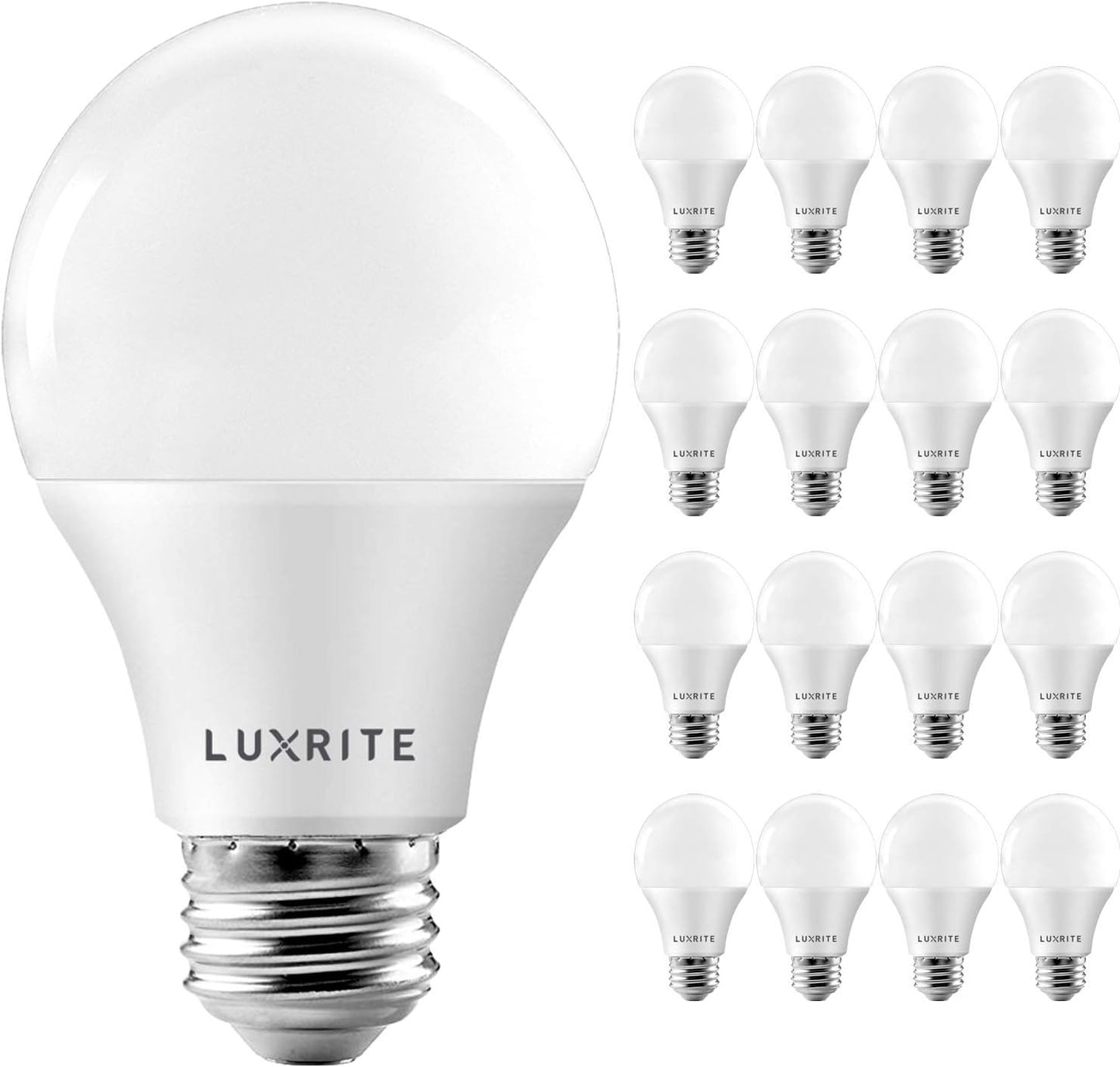 LUXRITE A19 LED Bulb 60W Equivalent - Bright Dimmable Lighting