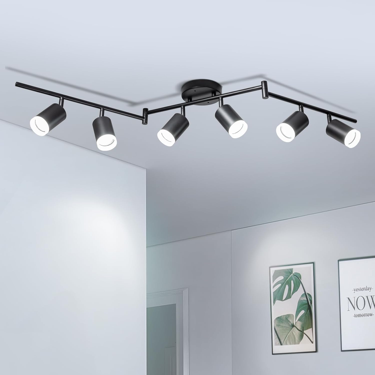 6 Ways Track Lighting Kit with Rotatable Heads for Modern Spaces