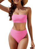 Women's High Waisted Strapless Bandeau Bikini - Retro Fit