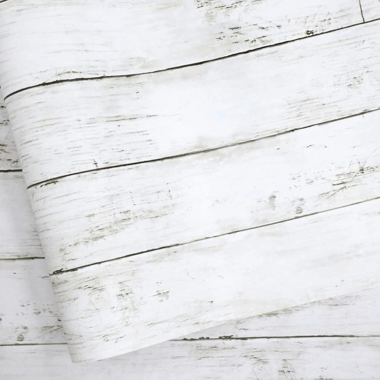 Abyssaly White Gray Wood Paper Peel and Stick Wallpaper Roll