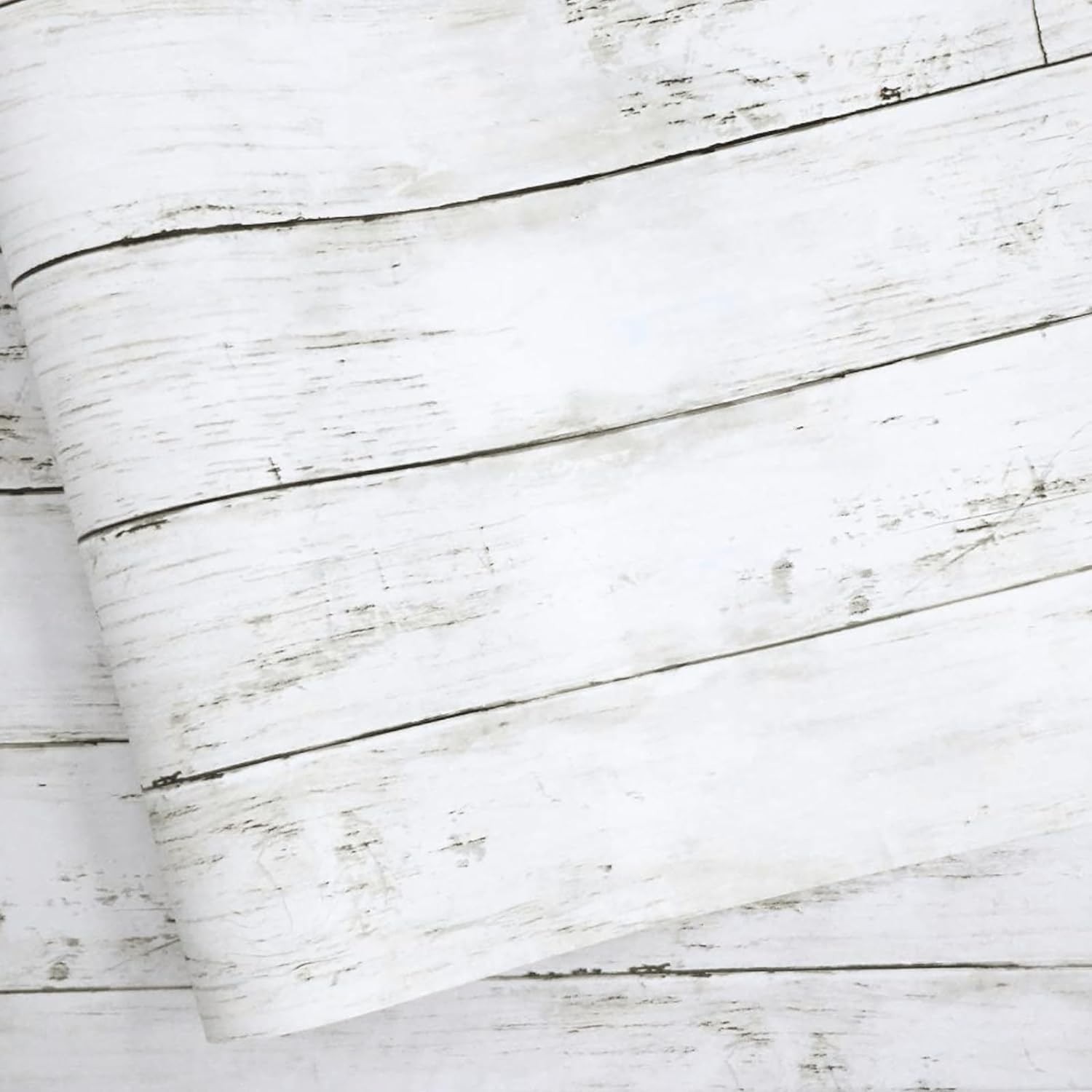 Abyssaly White Gray Wood Paper Peel and Stick Wallpaper Roll