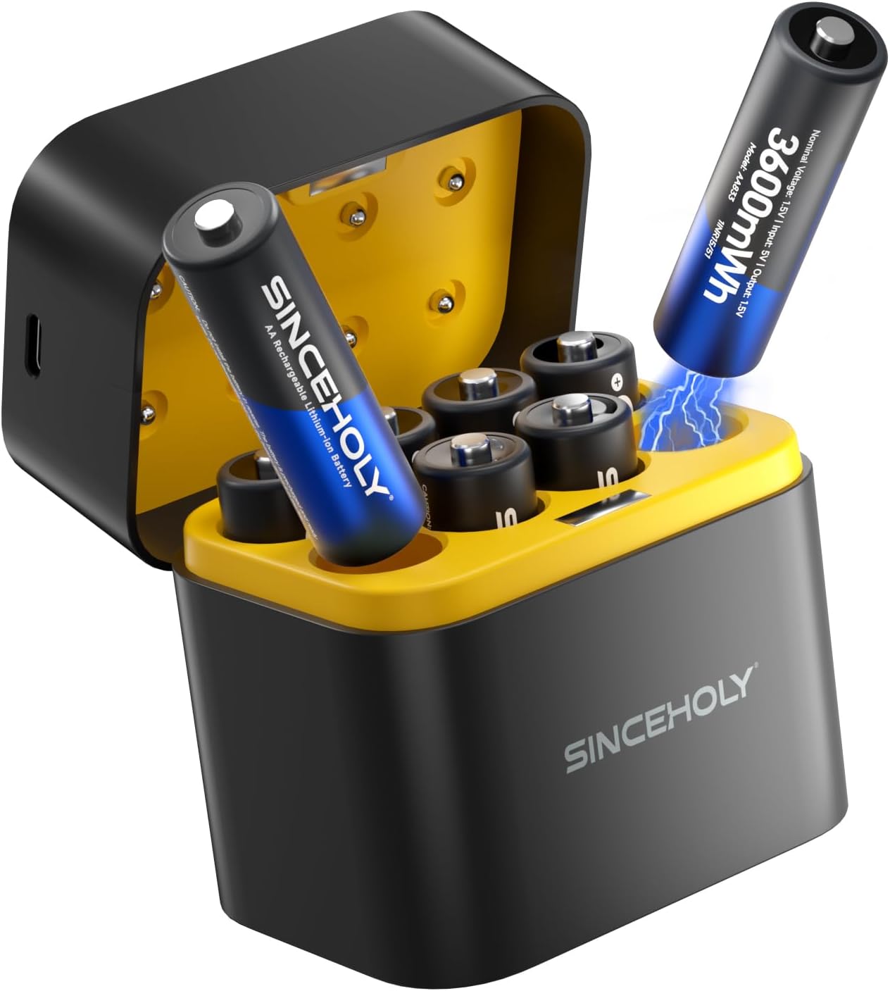 8 Pack Rechargeable Lithium AA Batteries with Fast Charger