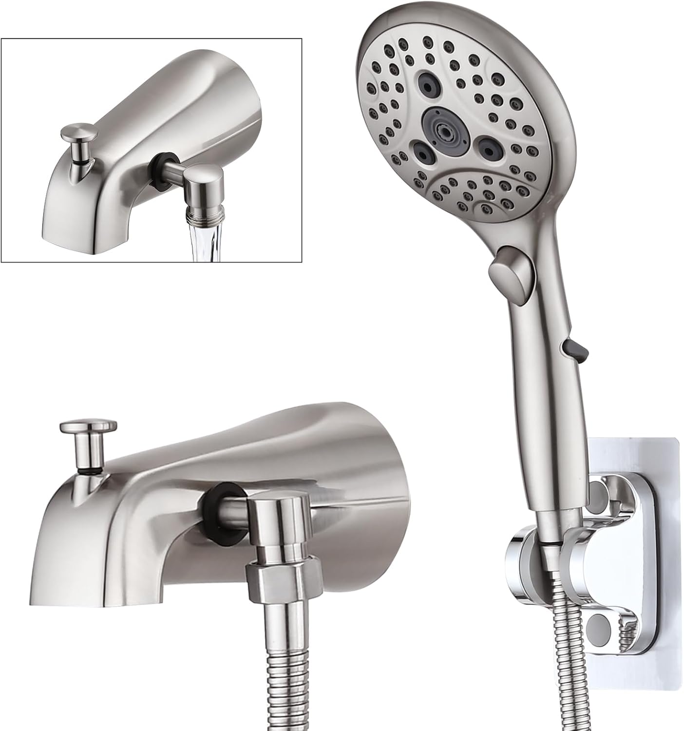 PROOX All Metal Tub Spout with Diverter and Handheld Shower