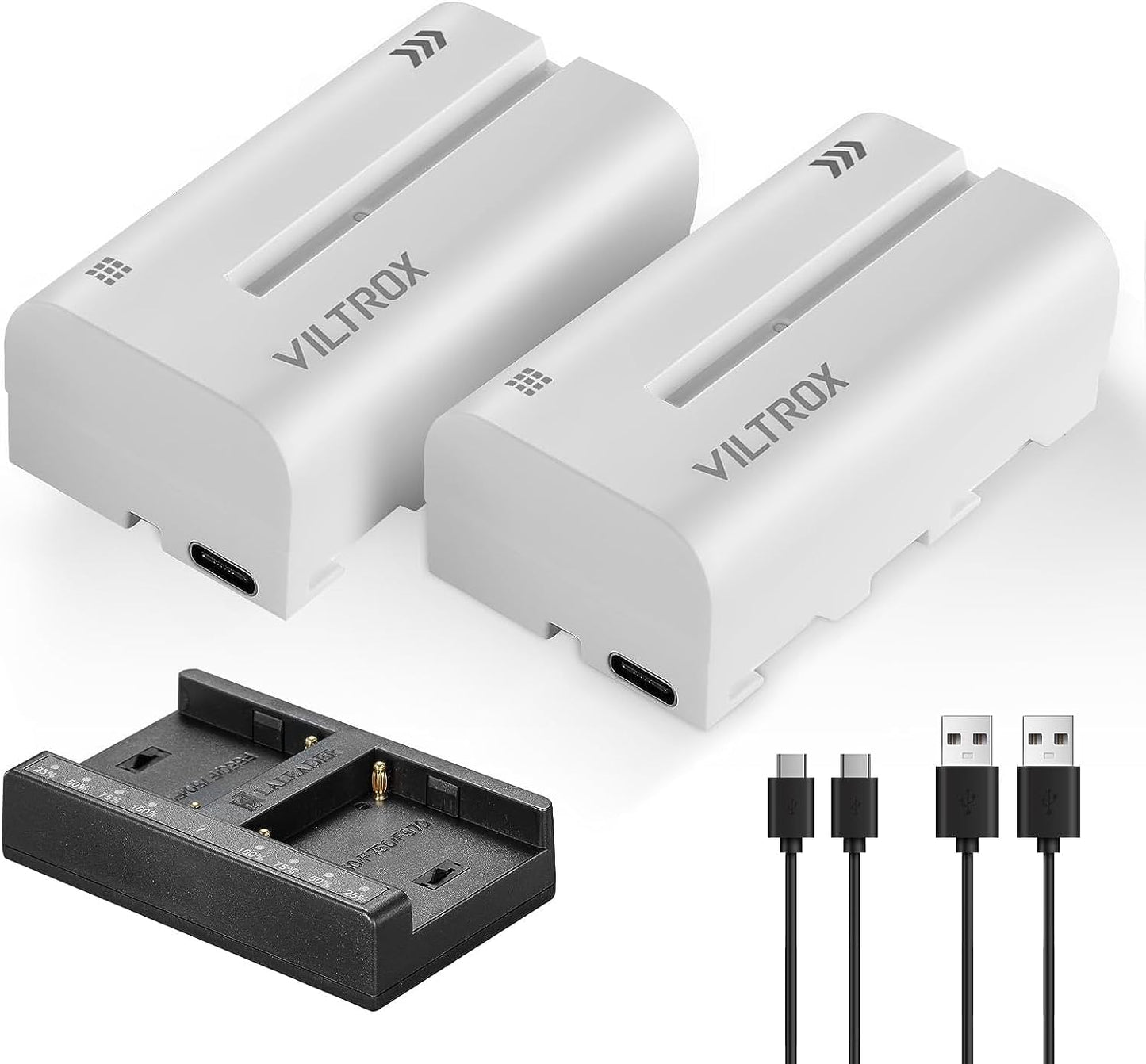 VILTROX NP-F550 Battery 2-Pack with Charger for Sony Cameras