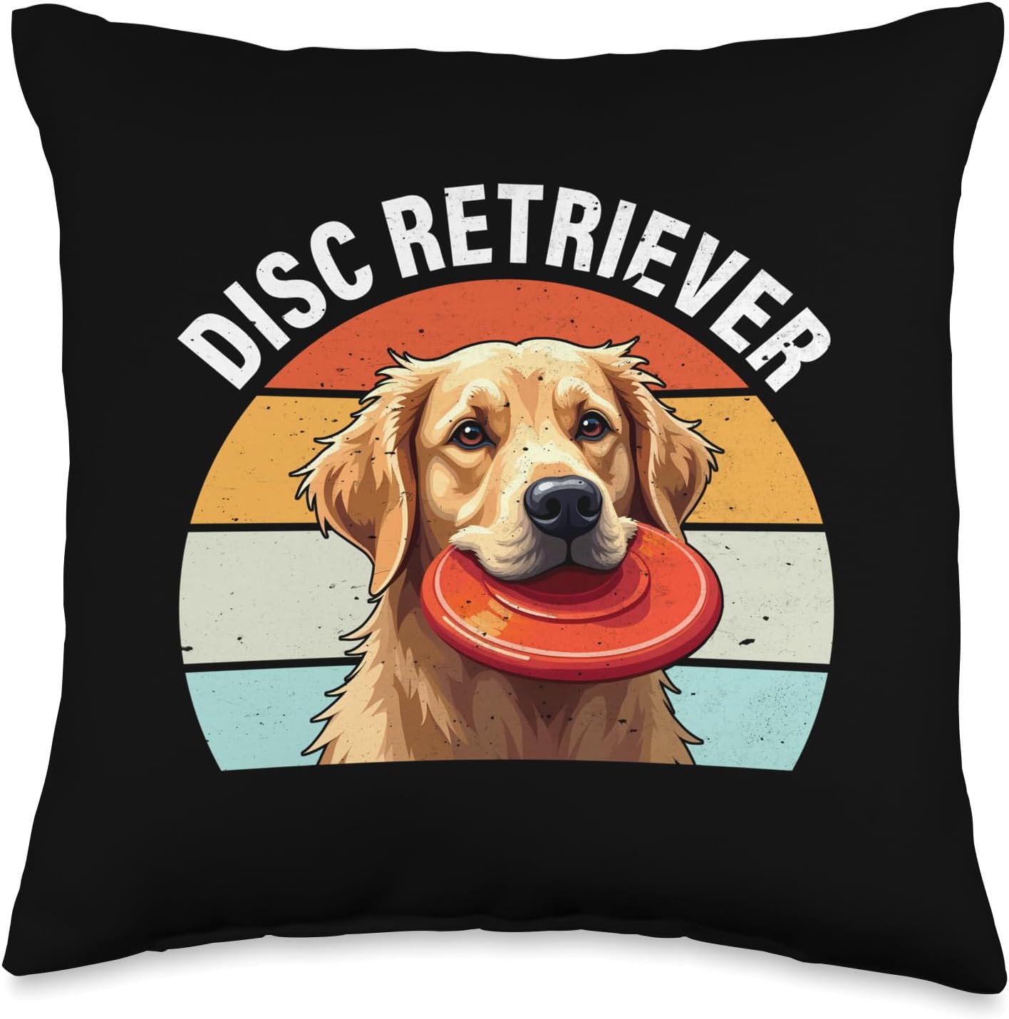Golden Retriever Disc Golf Throw Pillow