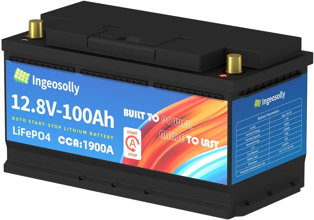 Powerful 12V 100Ah LiFePO4 Car Battery by Ingeosolly