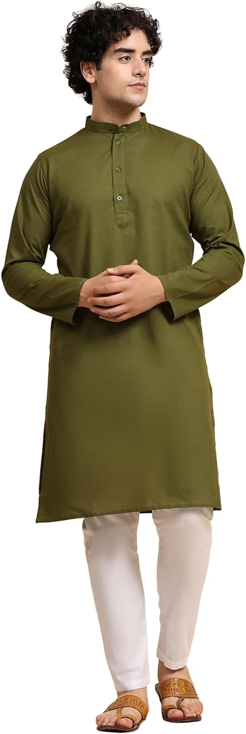 SKAVIJ Mens Cotton Kurta Pajama Set for Casual Yoga Wear