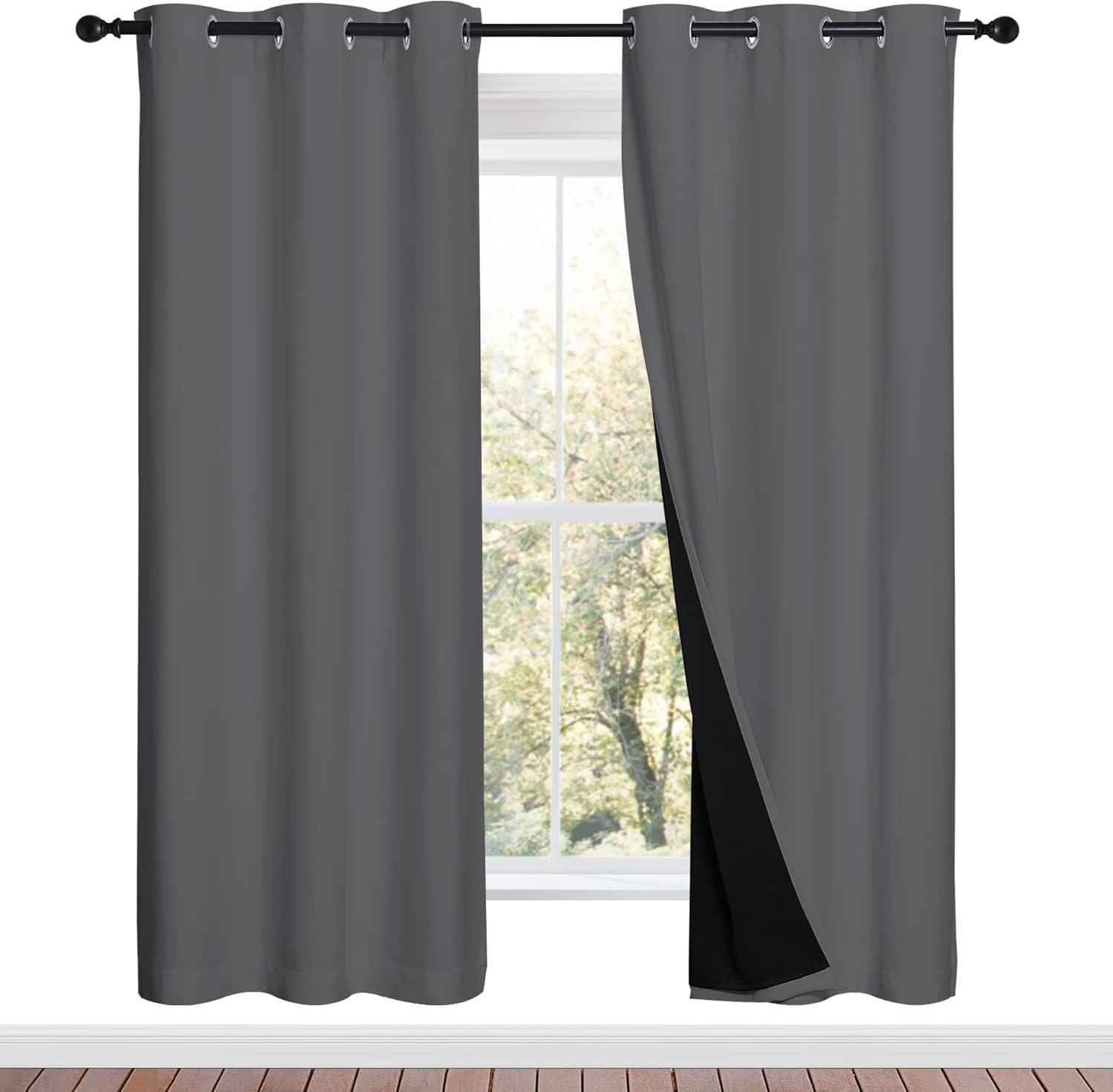 NICETOWN Grey Full Shade Curtain Panels for Energy Efficiency