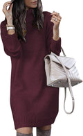 Women Turtleneck Sweater Dress Oversized Knit Pullover - Cozy Fall