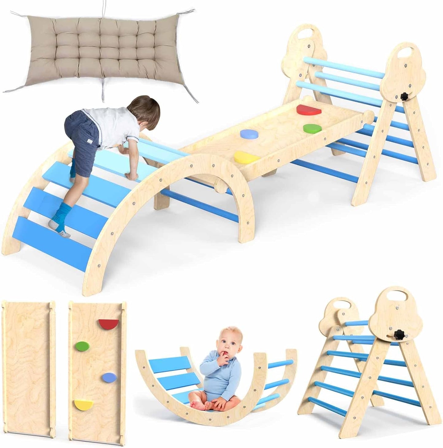 7 in 1 Pikler Triangle Set with Cushion by bbgroundgrm