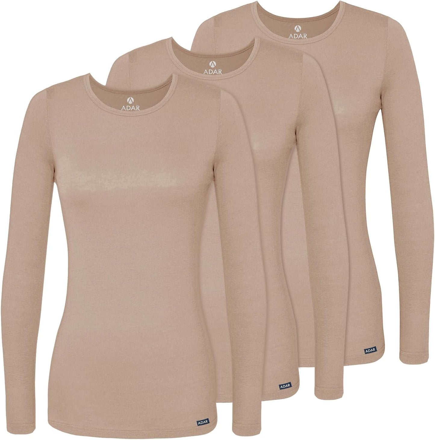 Adar Underscrubs for Women - Long Sleeve Comfort Tee 3 Pack