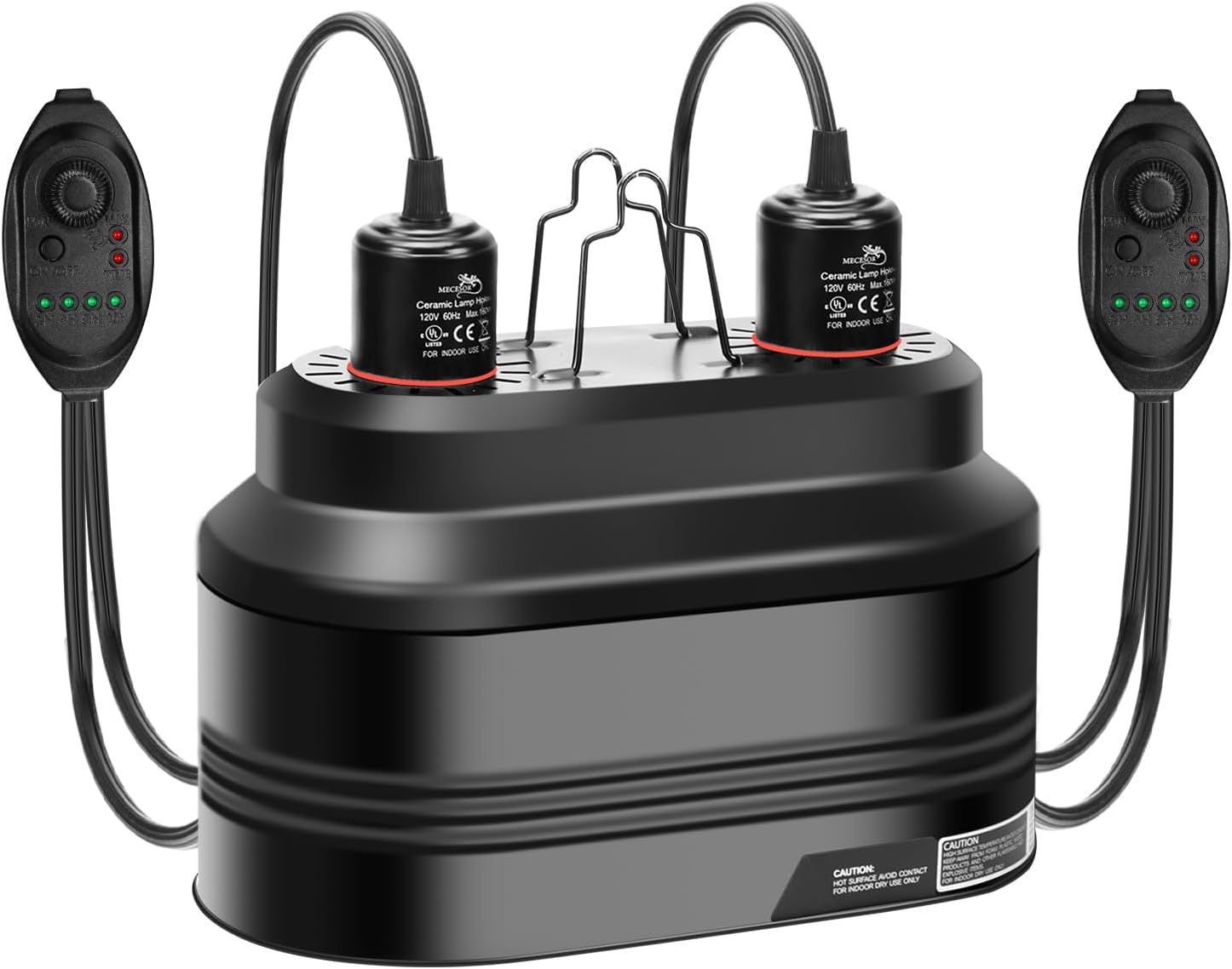 Reptile Dual Dome Light Fixture with Timer for Basking Heat 60W