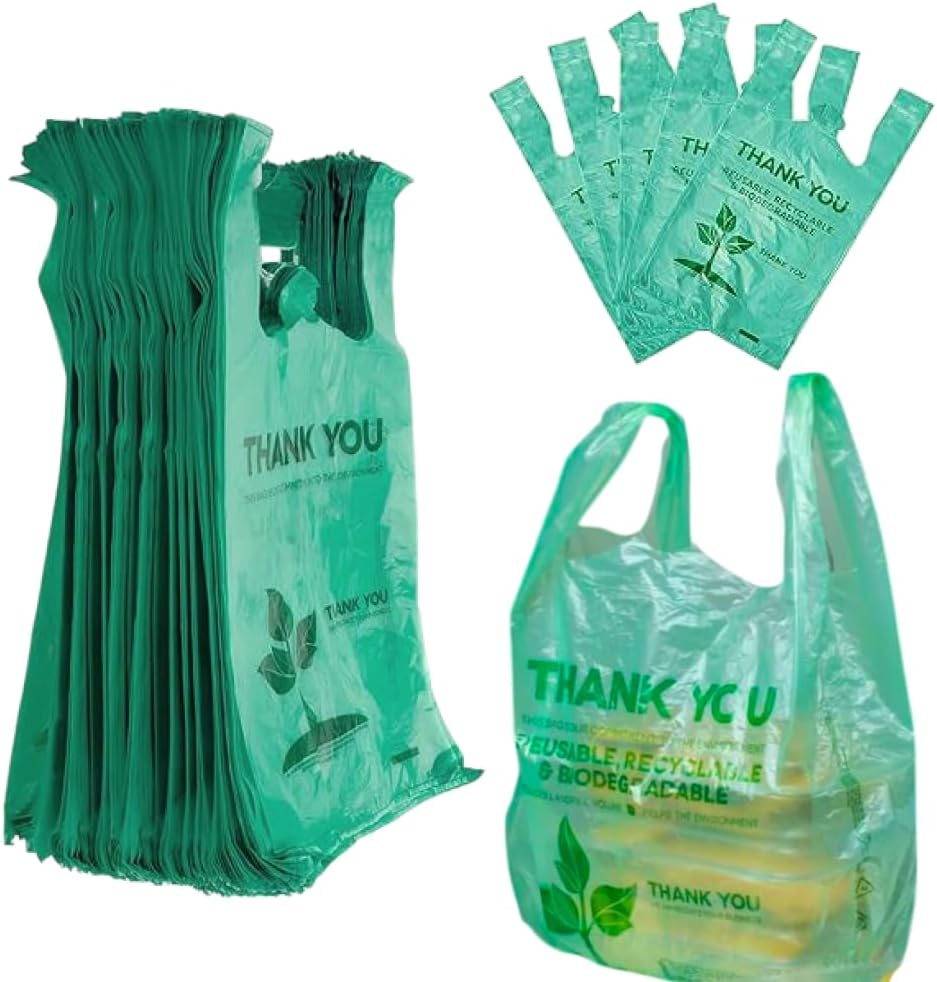 Biodegradable Green Plastic Grocery Bags for Eco-Friendly Use