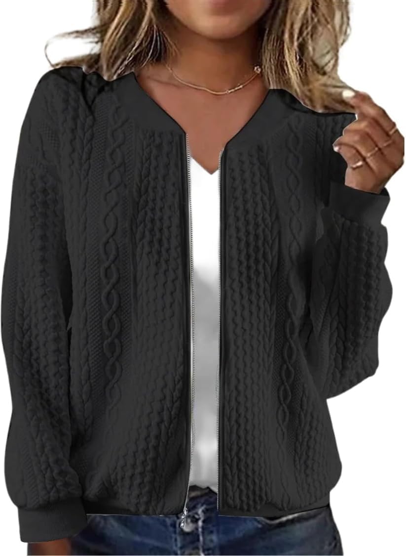 Women's Zip Up Sweatshirt Jacket with Pockets for Casual Wear