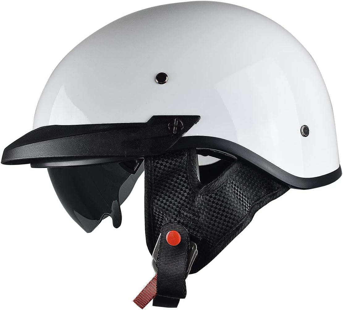 Motorcycle Half Helmet with Sun Visor for Men and Women