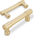 10 Pack Brushed Gold Cabinet Pulls 3 in Hole Centers - Classic Finish