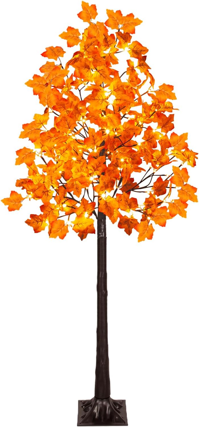 5FT Artificial Lighted Maple Tree with 96LED Warm White Lights