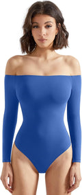 SUUKSESS Women's Off the Shoulder Bodysuit with Long Sleeves