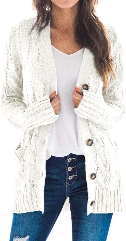 Goranbon Women's Cable Knit Cardigan for Stylish Layering