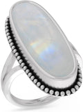 925 Sterling Silver Ring for Womens Moonstone - Dainty Bezel Set