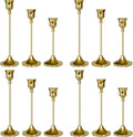 Candlestick Holders Gold, 12 Pack Taper Candle Holder Set - Layered