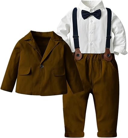 SANGTREE Boys Gentleman Outfits Suit Set for Ages 3 Months to 14 Years
